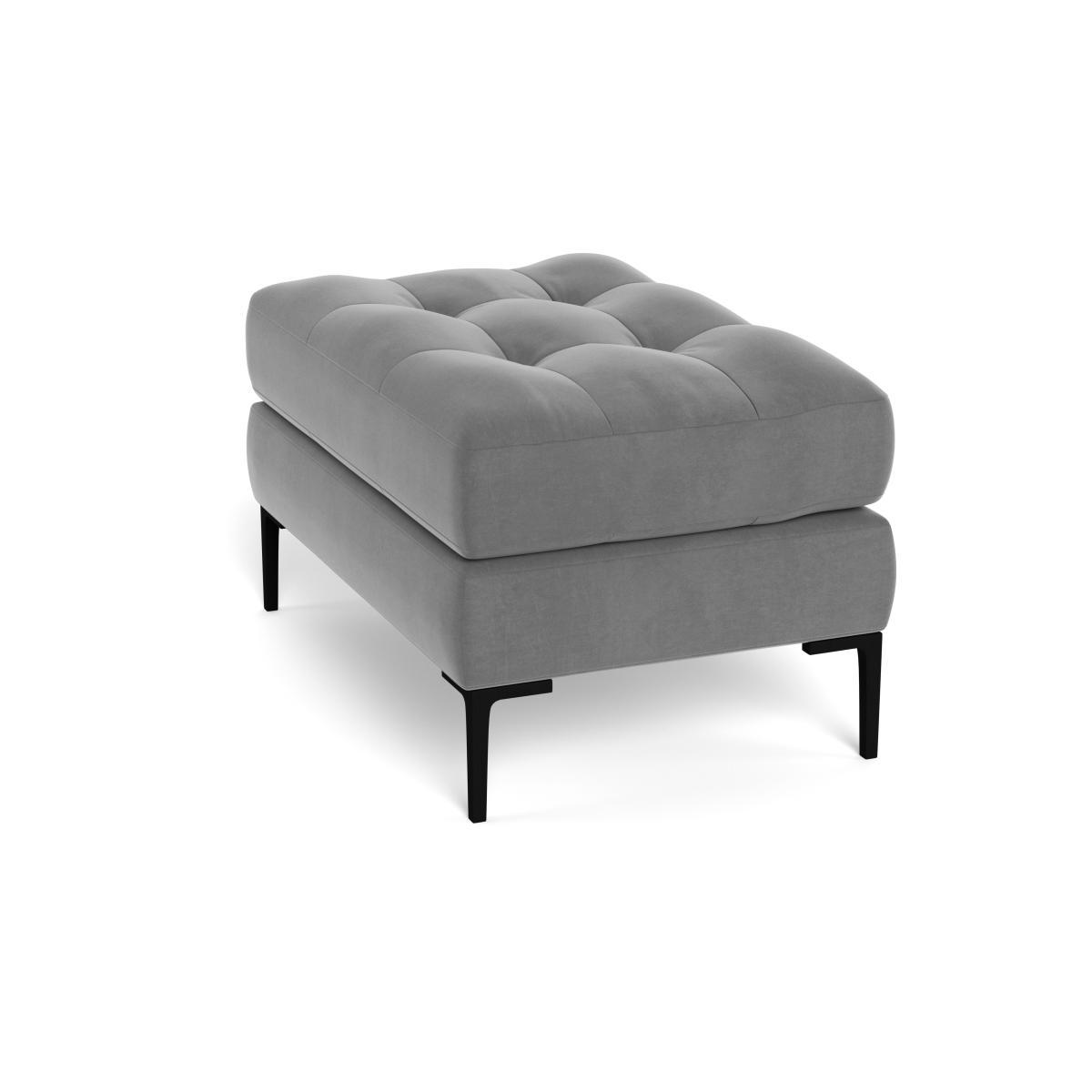 Heal's Eton Footstool Smart Velvet Mercury Black Feet - Heal's UK Furniture – image 4
