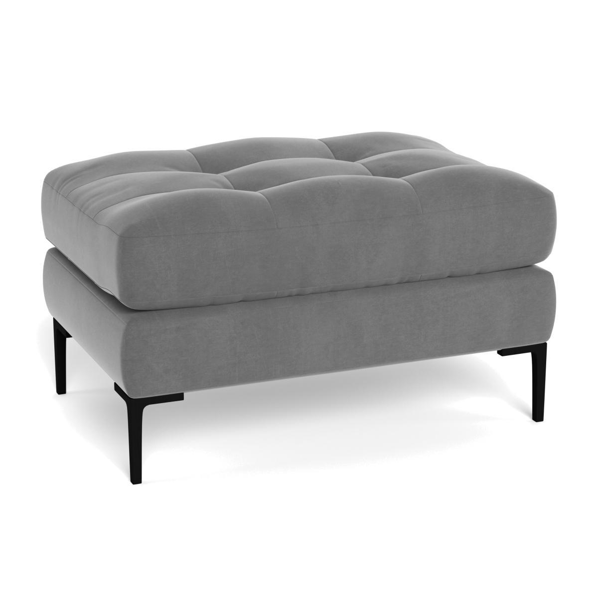 Heal's Eton Footstool Smart Velvet Mercury Black Feet - Heal's UK Furniture – image 1