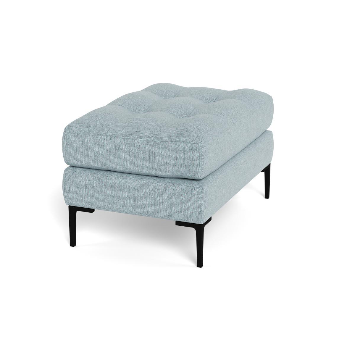 Heal's Eton Footstool Smart Linen Mix Duck Egg Brass Feet - Heal's UK Furniture – image 2