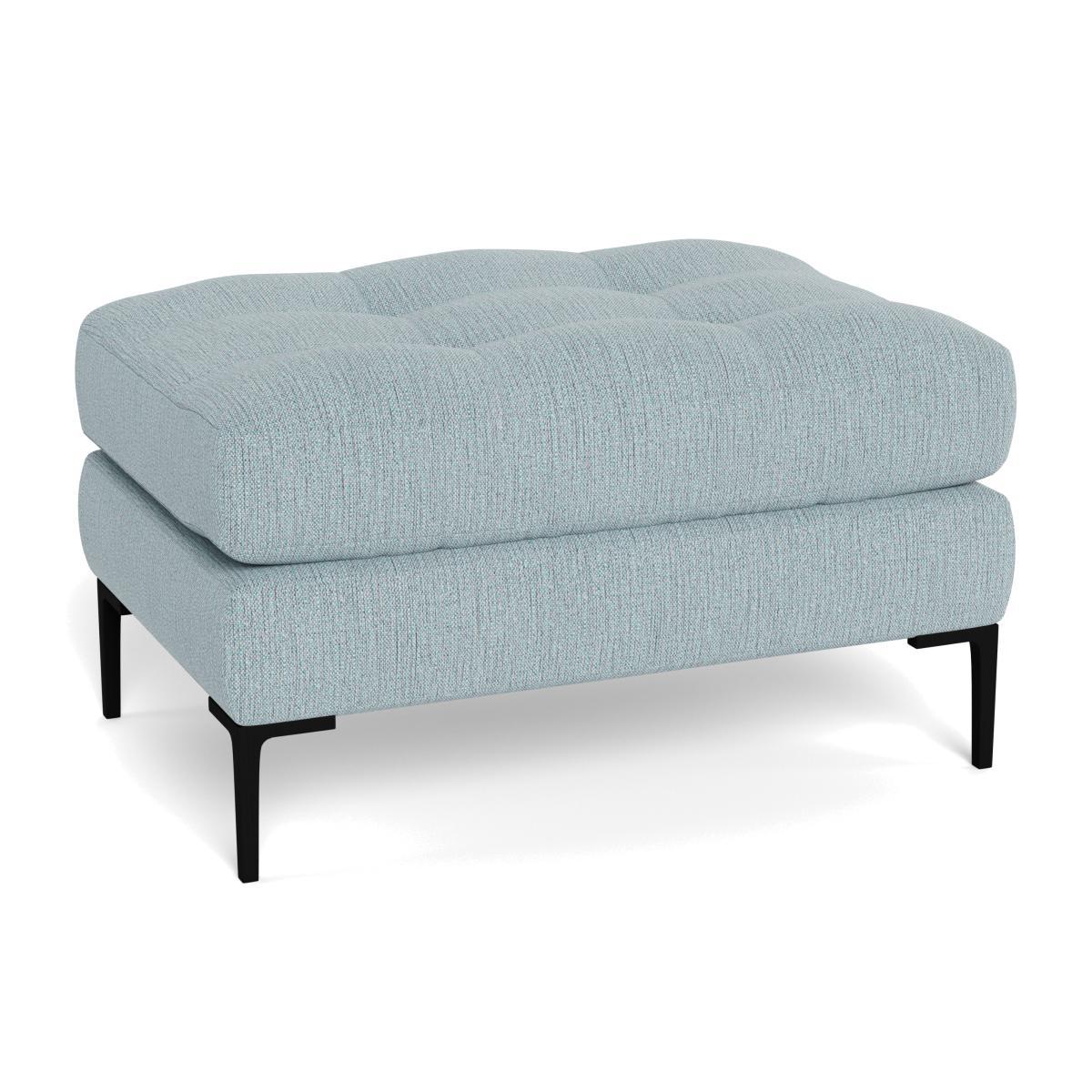 Heal's Eton Footstool Smart Linen Mix Duck Egg Brass Feet - Heal's UK Furniture – image 1
