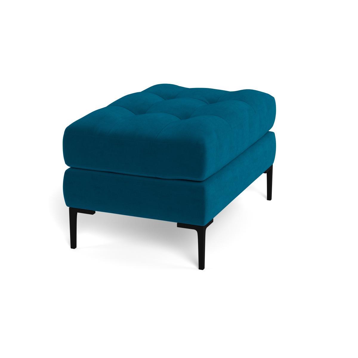 Heal's Eton Footstool Velvet Teal Brass Feet - Heal's UK Furniture – image 2
