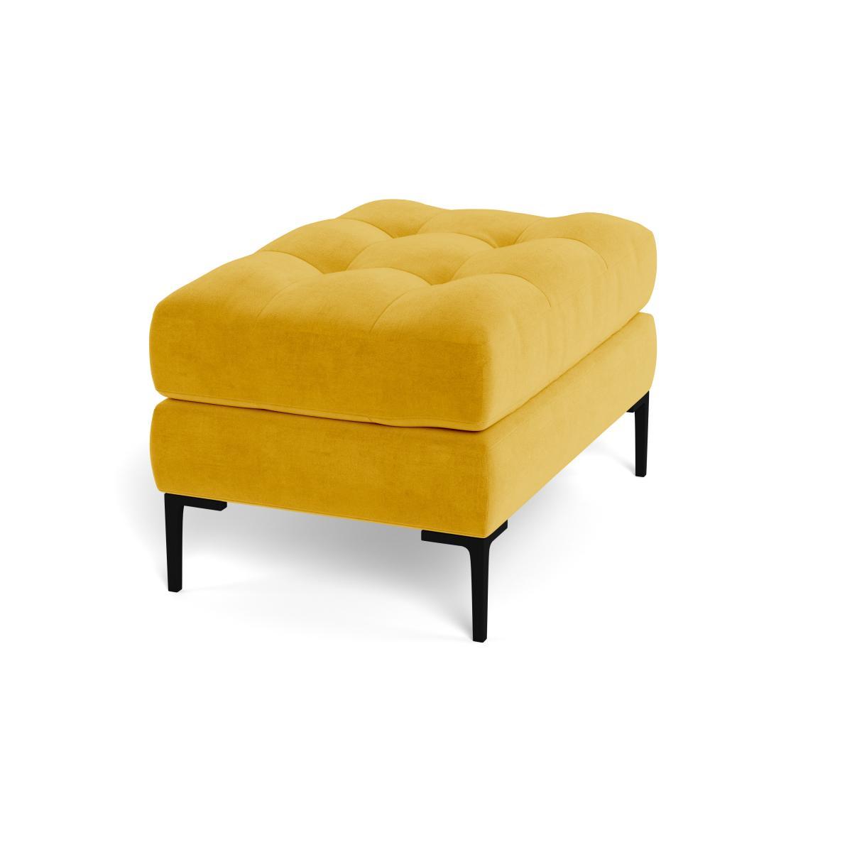 Heal's Eton Footstool Smart Luxe Velvet Canary Brass Feet - Heal's UK Furniture – image 2