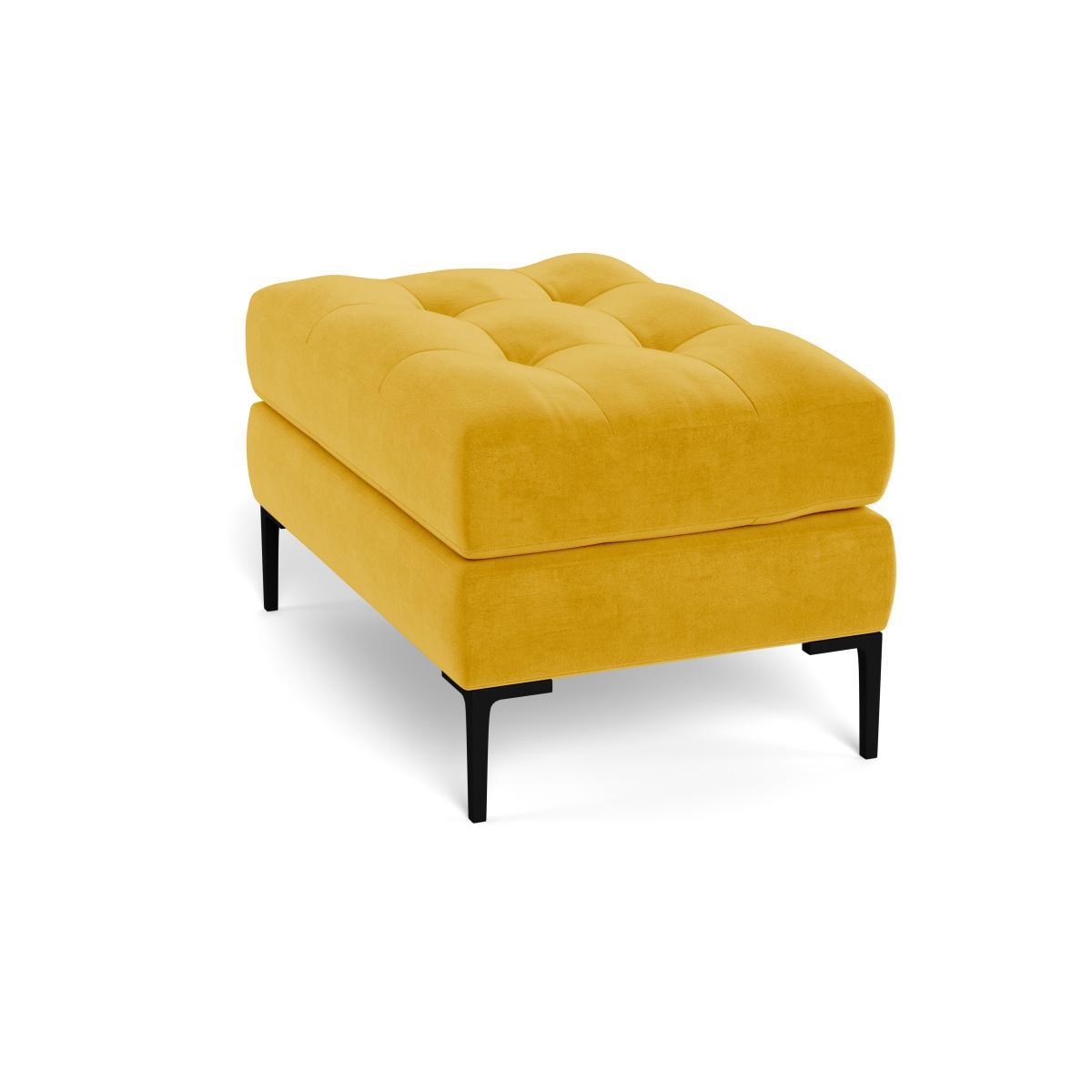 Heal's Eton Footstool Smart Luxe Velvet Canary Brass Feet - Heal's UK Furniture – image 4