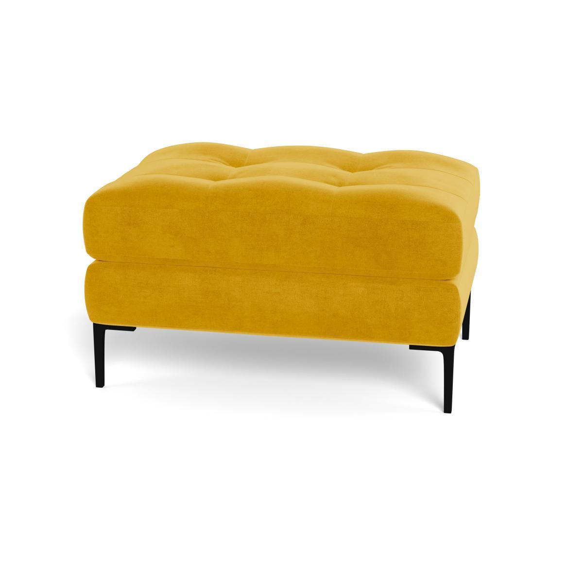 Heal's Eton Footstool Smart Luxe Velvet Canary Brass Feet - Heal's UK Furniture – image 5