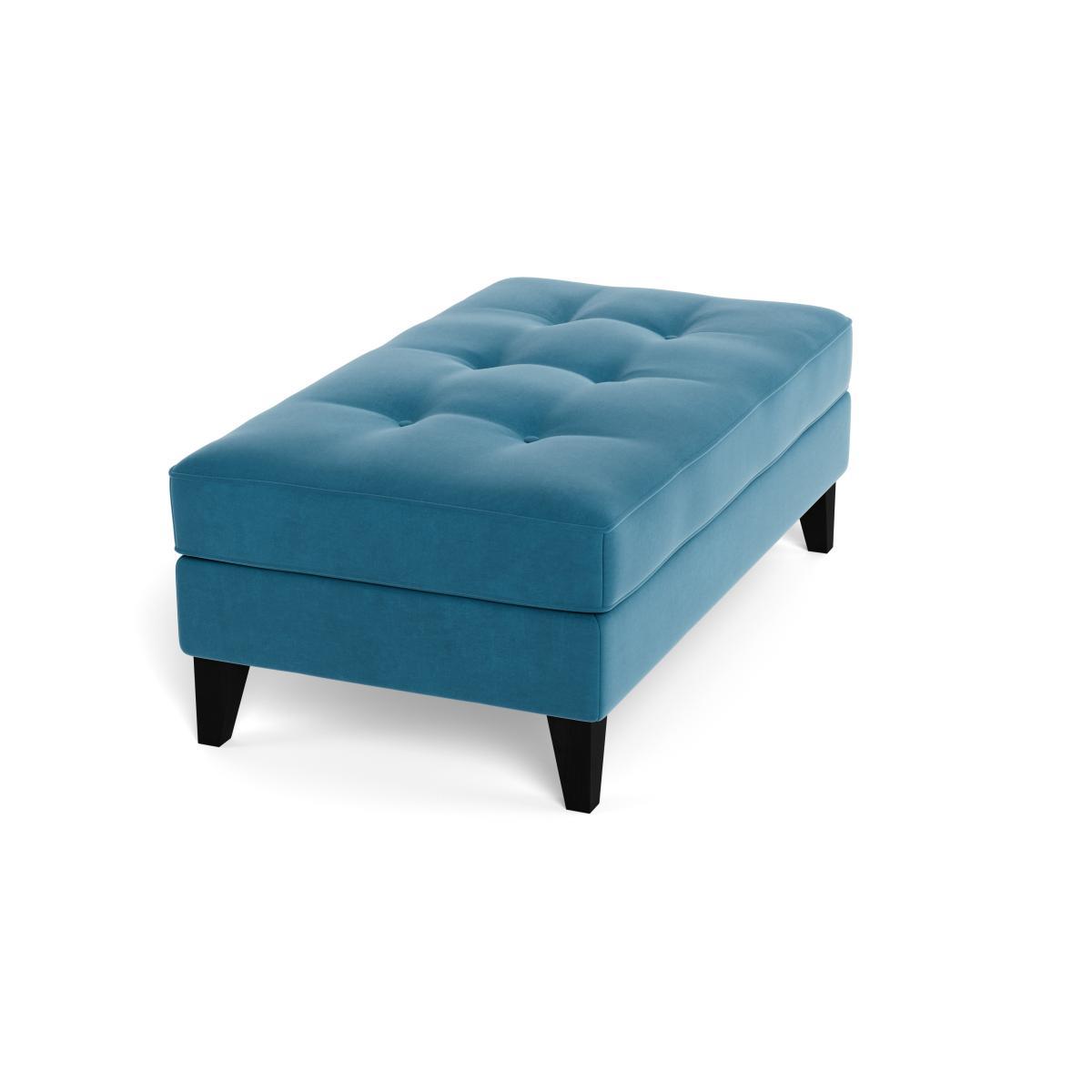 Heal's Mistral Footstool Smart Velvet Ocean Black Feet - Heal's UK Furniture – image 2