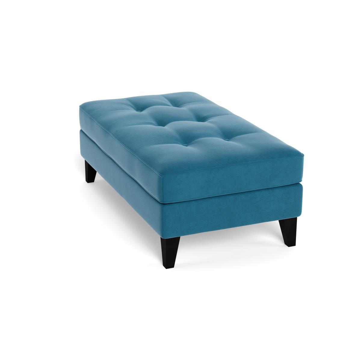 Heal's Mistral Footstool Smart Velvet Ocean Black Feet - Heal's UK Furniture – image 4