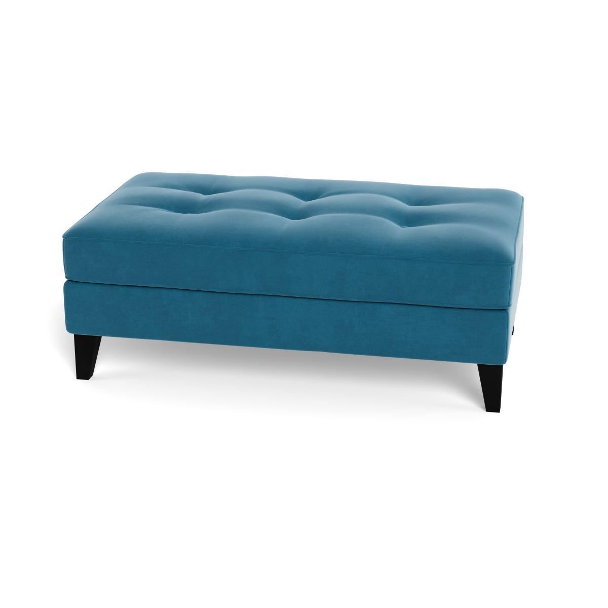 Heal's Mistral Footstool Smart Velvet Ocean Black Feet - Heal's UK Furniture – image 5