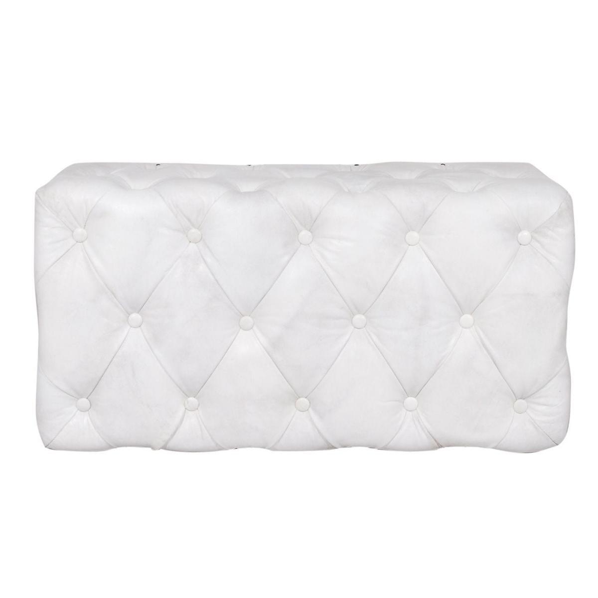 Timothy Oulton Lord Digsby Footstool Small Vintage Bianco Leather - Heal's UK Furniture – image 2