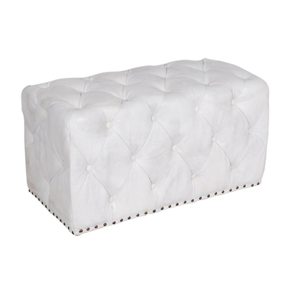 Timothy Oulton Lord Digsby Footstool Small Vintage Bianco Leather - Heal's UK Furniture – image 3