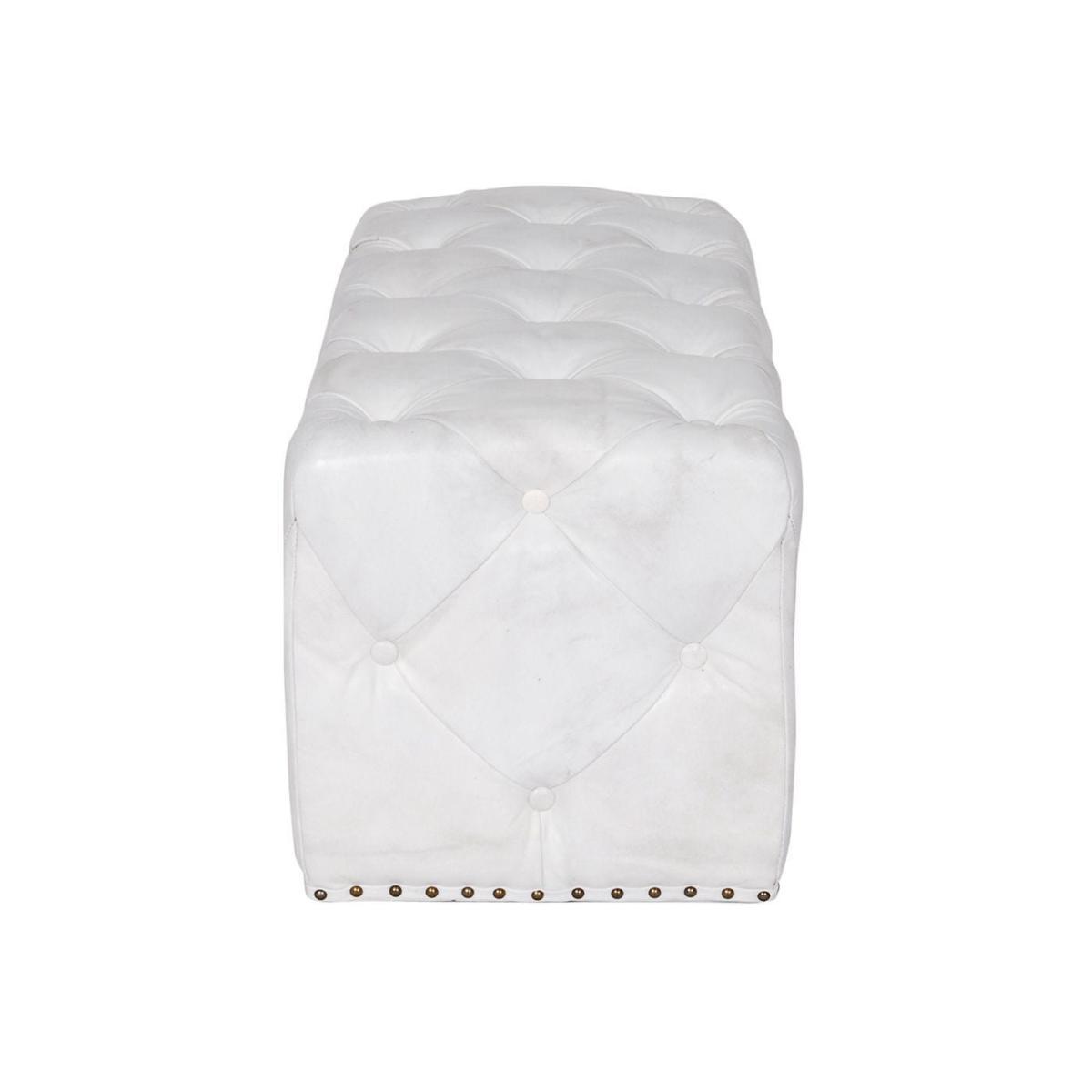 Timothy Oulton Lord Digsby Footstool Small Vintage Bianco Leather - Heal's UK Furniture – image 4