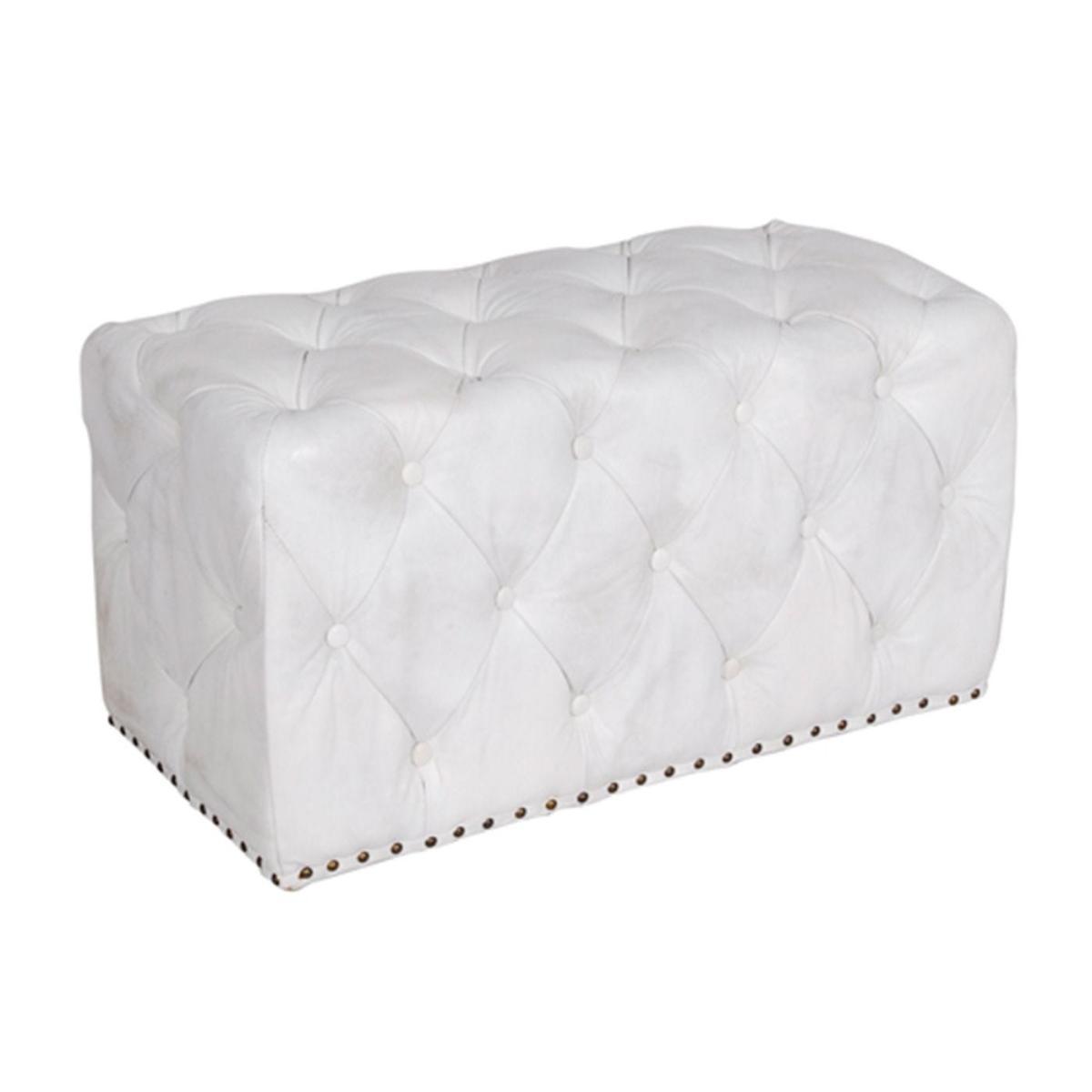 Timothy Oulton Lord Digsby Footstool Small Vintage Bianco Leather - Heal's UK Furniture – image 5