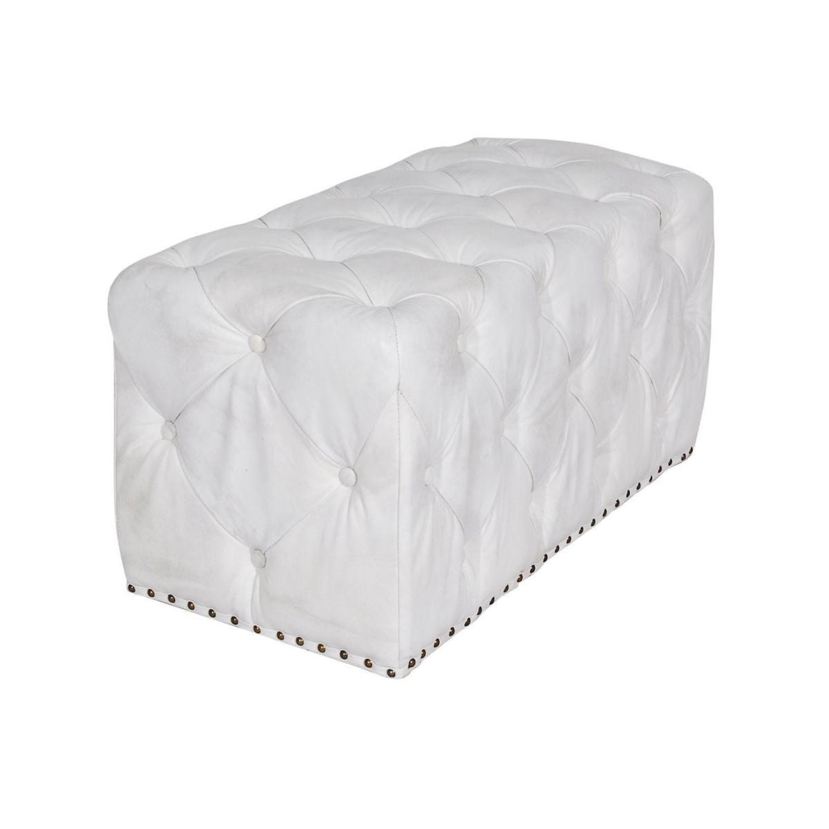 Timothy Oulton Lord Digsby Footstool Small Vintage Bianco Leather - Heal's UK Furniture – image 6