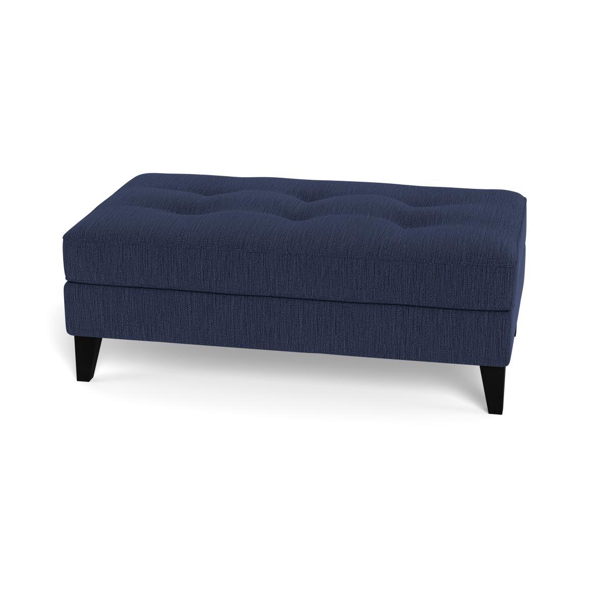 Heal's Mistral Footstool Smart Linen Mix Navy Black Feet - Heal's UK Furniture – image 5