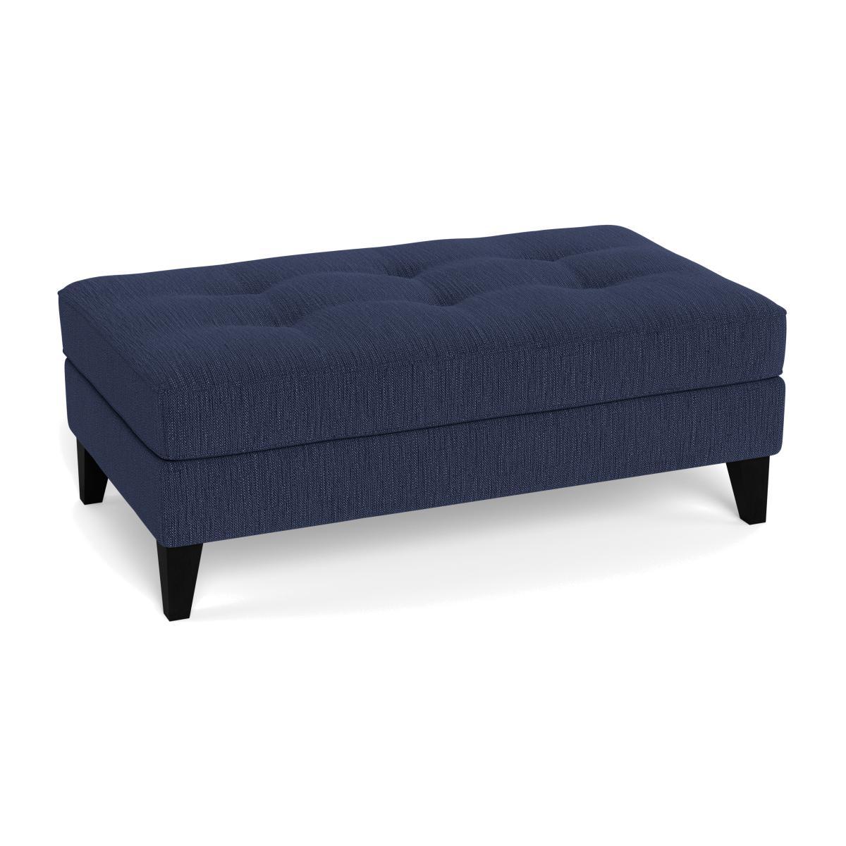 Heal's Mistral Footstool Smart Linen Mix Navy Black Feet - Heal's UK Furniture – image 1