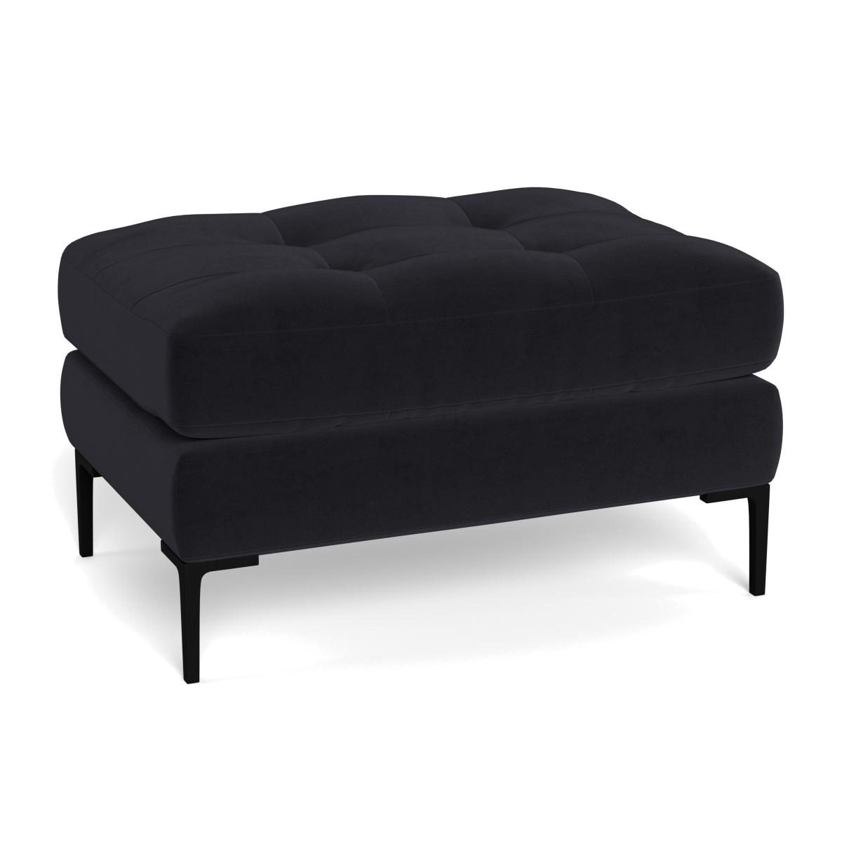Heal's Eton Footstool Velvet Black Brass Feet – image 1