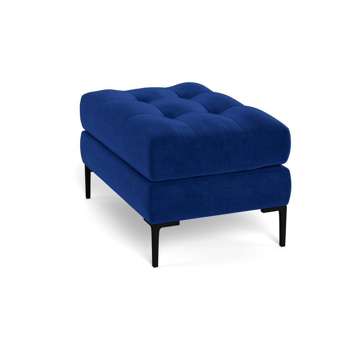 Heal's Eton Footstool Smart Luxe Velvet Azure Black Feet - Heal's UK Furniture – image 4