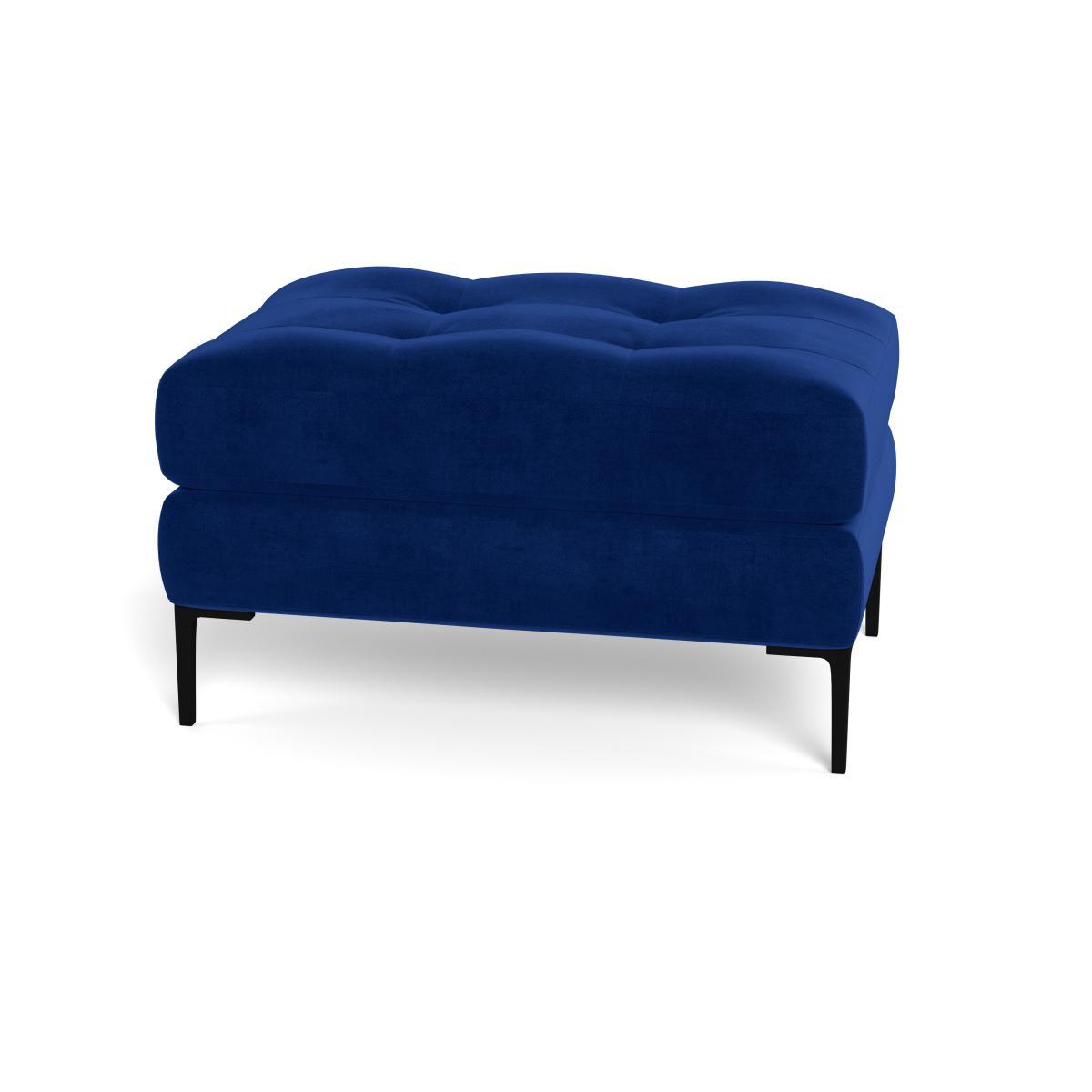 Heal's Eton Footstool Smart Luxe Velvet Azure Black Feet - Heal's UK Furniture – image 5