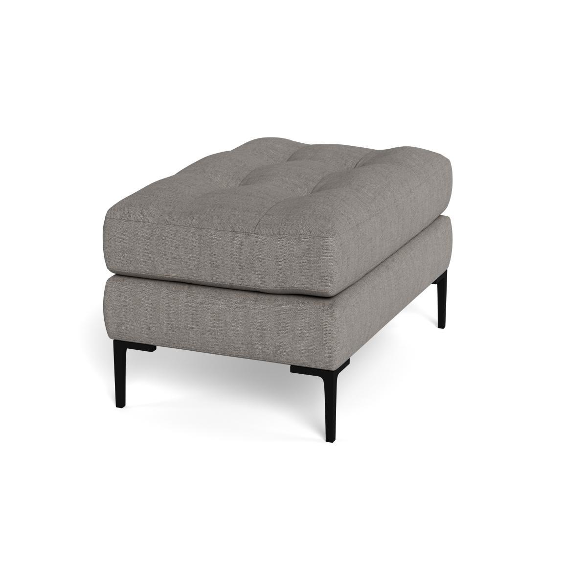 Heal's Eton Footstool Broad Weave Pebble Brass Feet - Heal's UK Furniture – image 2