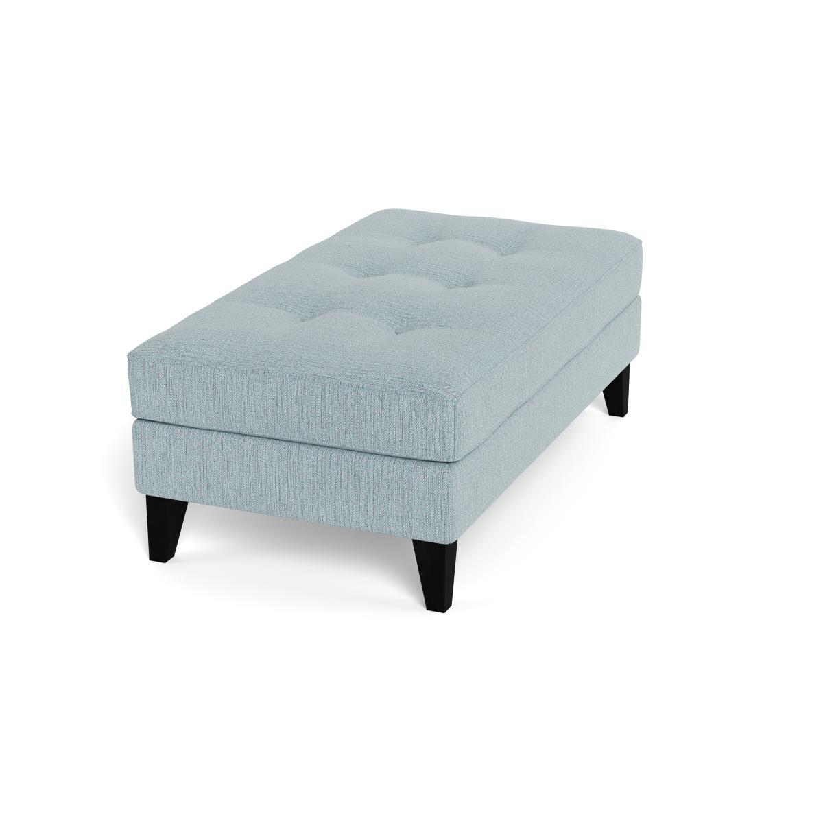 Heal's Mistral Footstool Smart Linen Mix Duck Egg Natural Feet - Heal's UK Furniture – image 2
