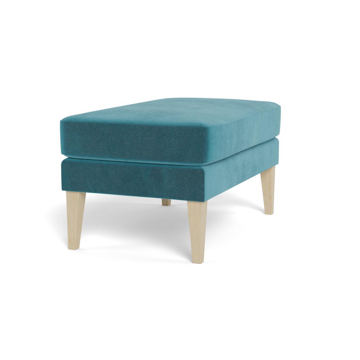 Heal's Richmond Ottoman Smart Luxe Velvet Airforce Blue Natural Ash Feet - Heal's UK Furniture – image 2