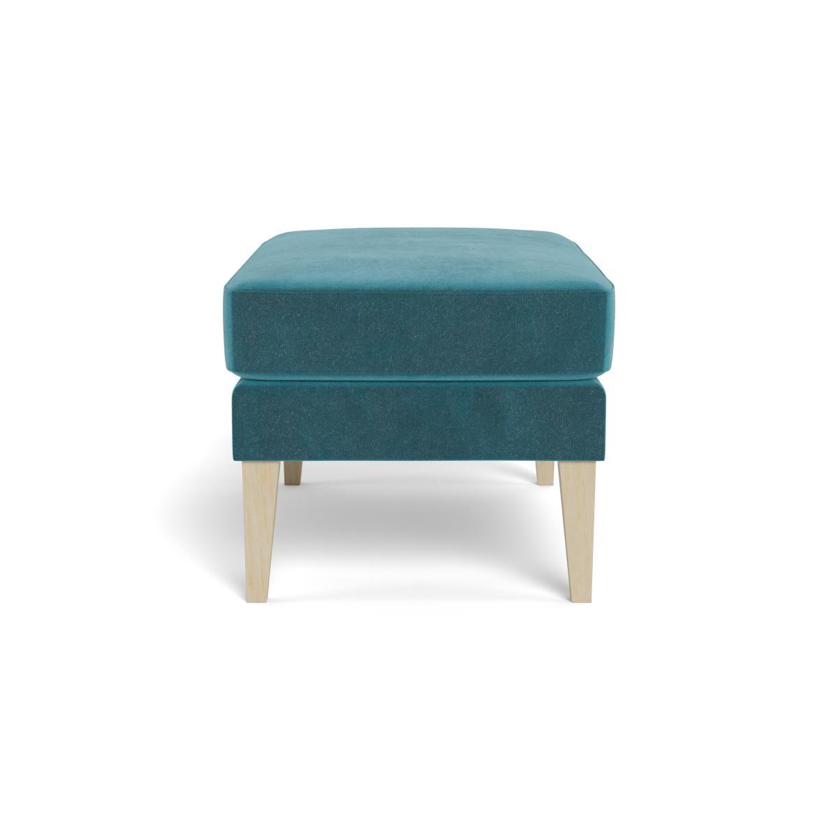Heal's Richmond Ottoman Smart Luxe Velvet Airforce Blue Natural Ash Feet - Heal's UK Furniture – image 3