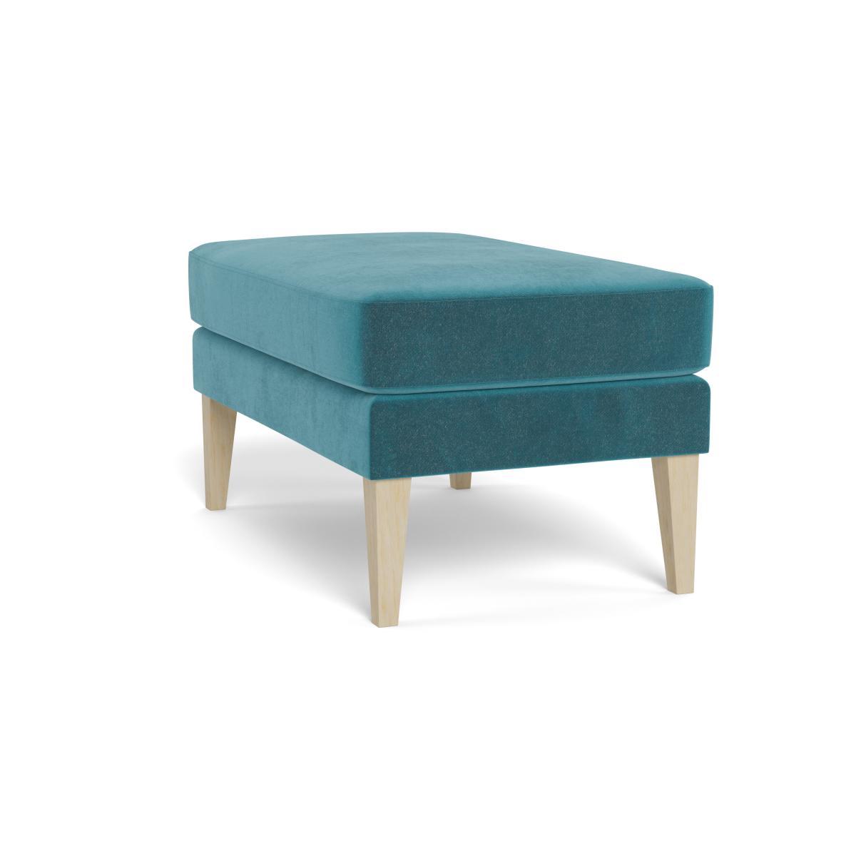 Heal's Richmond Ottoman Smart Luxe Velvet Airforce Blue Natural Ash Feet - Heal's UK Furniture – image 4