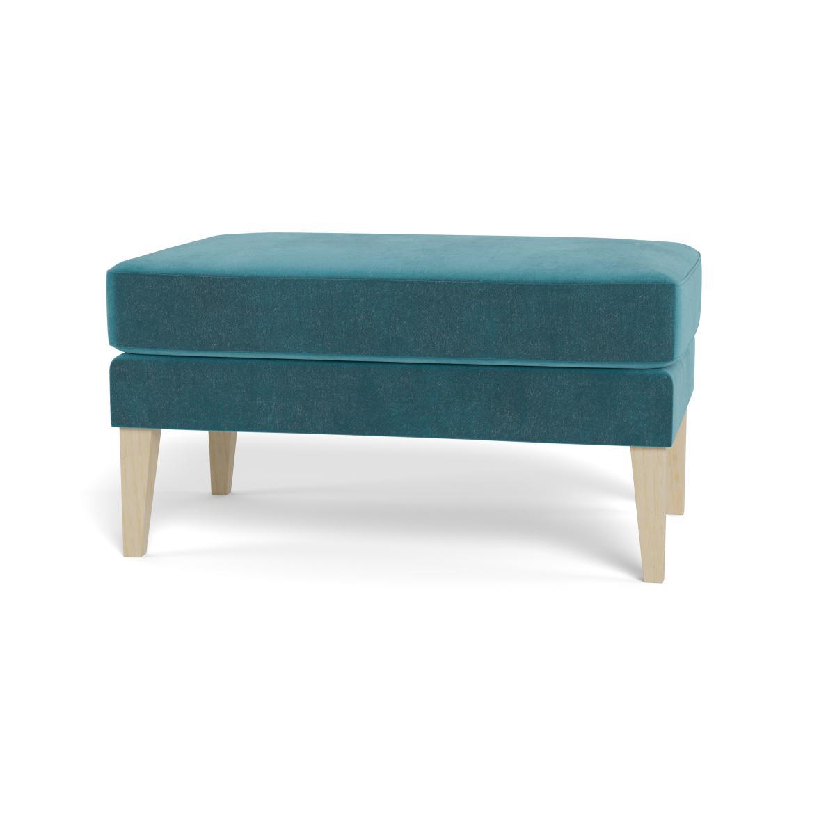 Heal's Richmond Ottoman Smart Luxe Velvet Airforce Blue Natural Ash Feet - Heal's UK Furniture – image 5