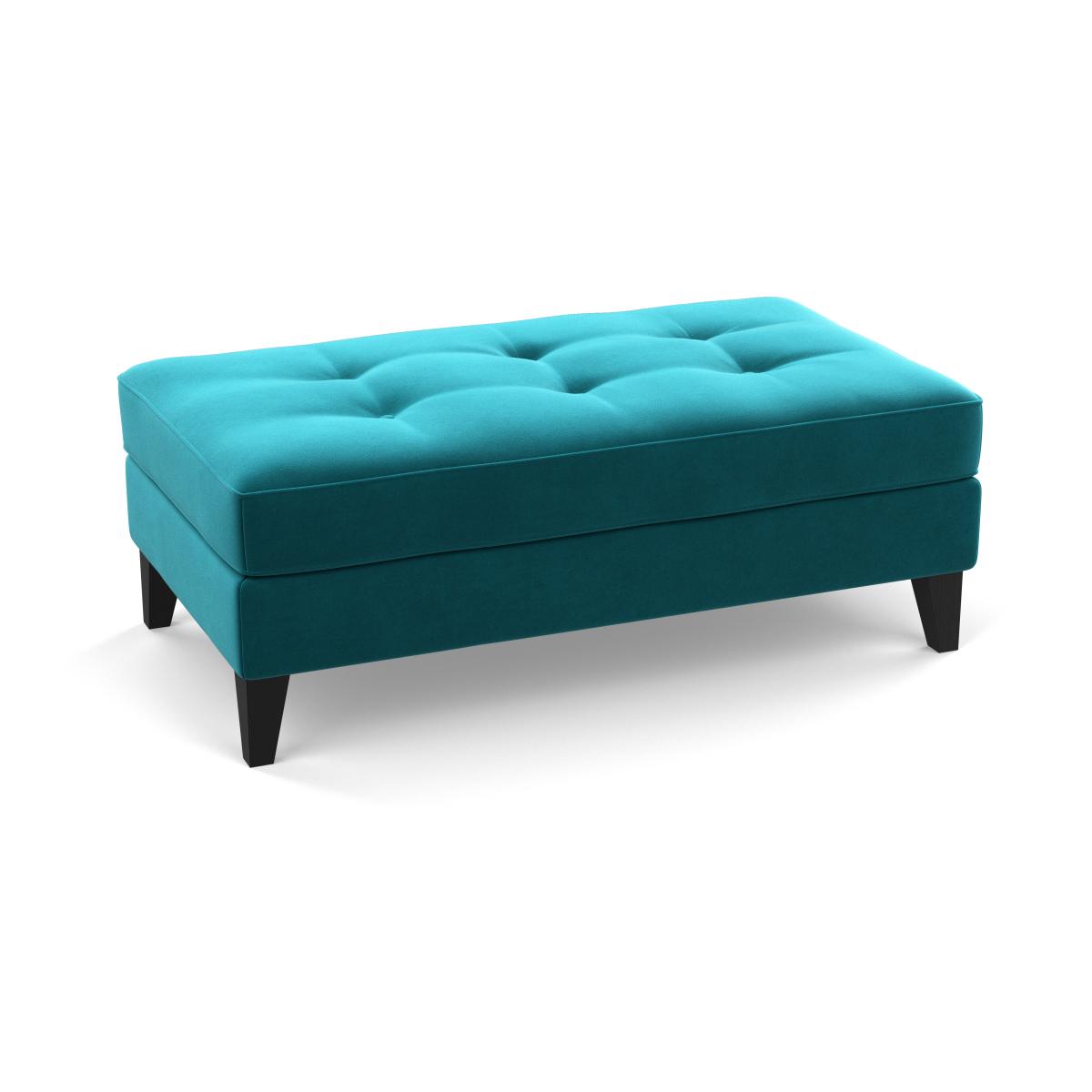 Heal's Mistral Footstool Velvet Petrol Natural Feet - Heal's UK Furniture – image 2