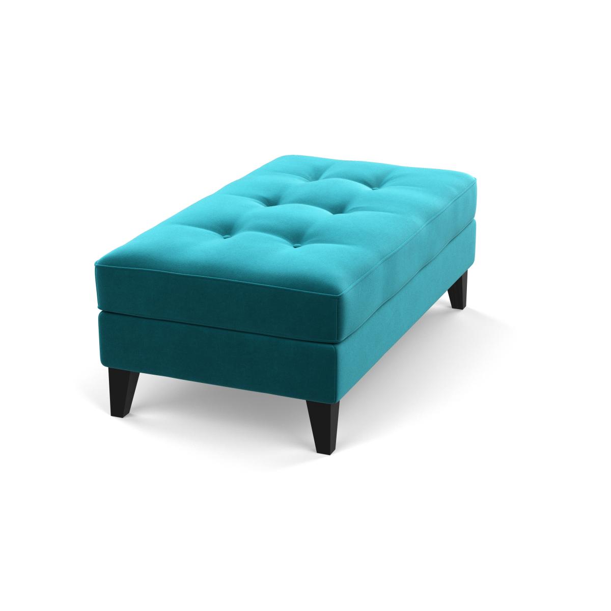 Heal's Mistral Footstool Velvet Petrol Natural Feet - Heal's UK Furniture – image 3