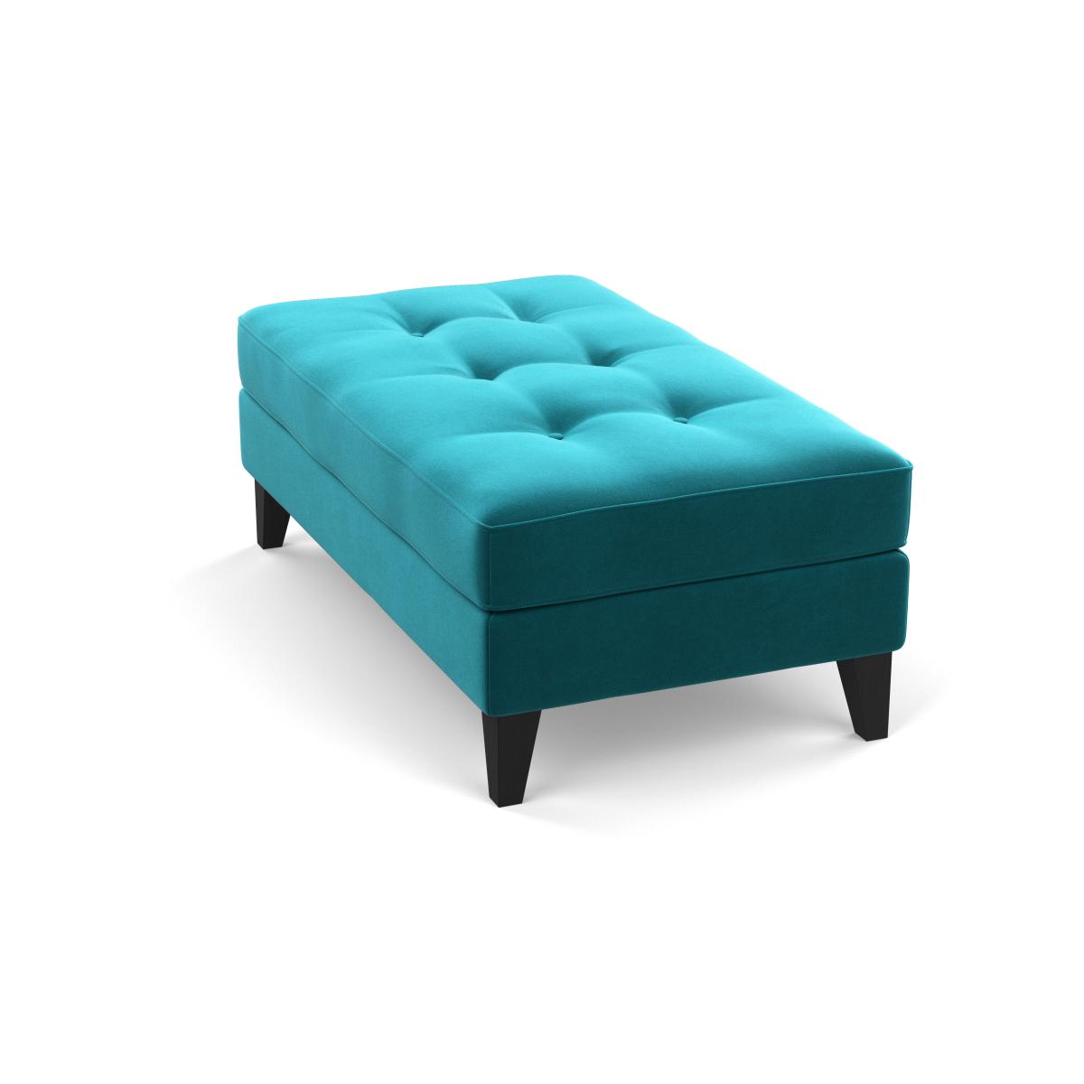 Heal's Mistral Footstool Velvet Petrol Natural Feet - Heal's UK Furniture – image 5