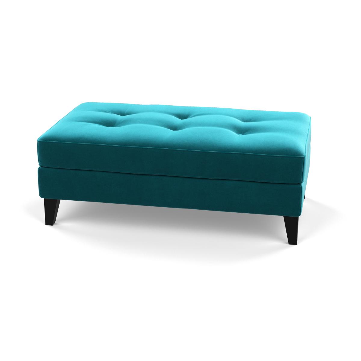 Heal's Mistral Footstool Velvet Petrol Natural Feet - Heal's UK Furniture – image 6