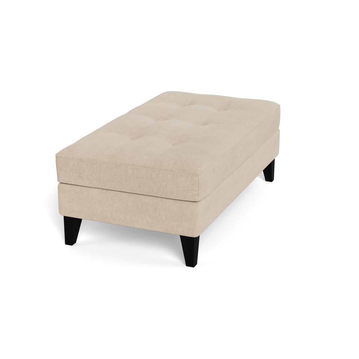 Heal's Mistral Footstool Brushed Cotton Oat Black Feet - Heal's UK Furniture – image 2
