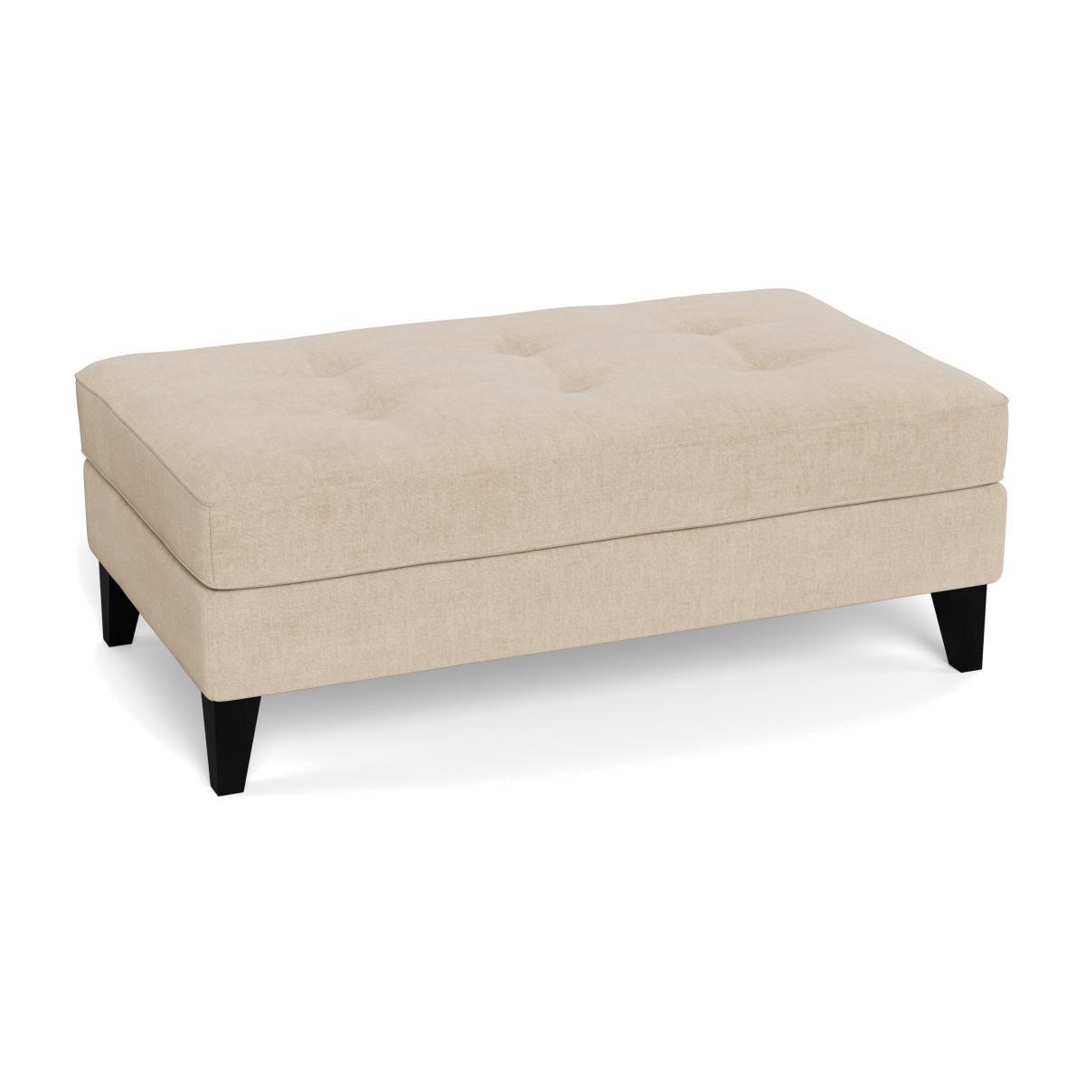 Heal's Mistral Footstool Brushed Cotton Oat Black Feet - Heal's UK Furniture – image 1