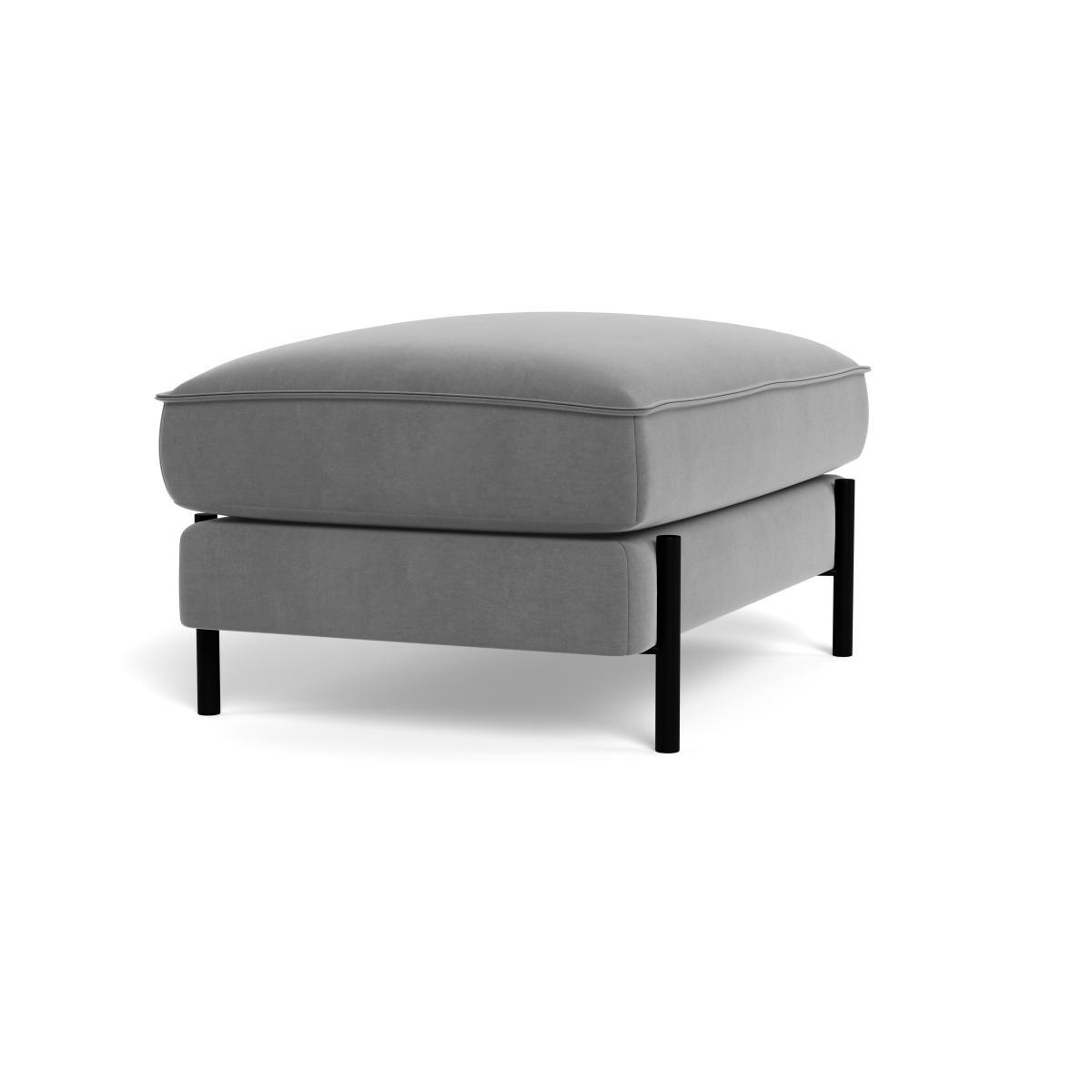 Heal's Tortona Footstool Smart Velvet Mercury Black Feet - Heal's UK Furniture – image 2