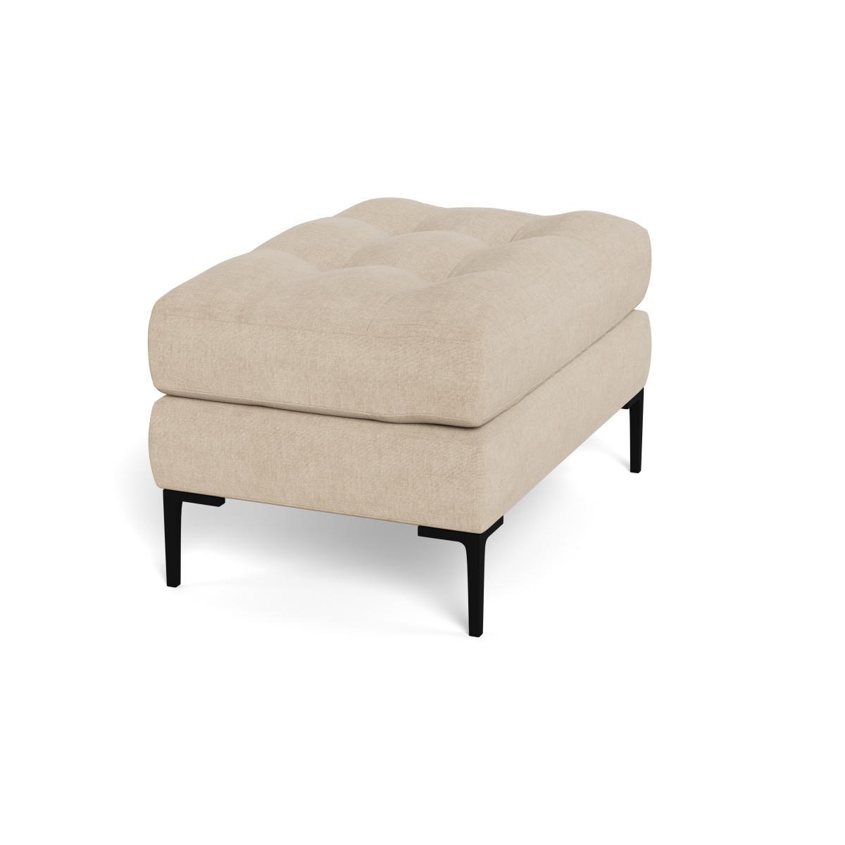 Heal's Eton Footstool Brushed Cotton Oat Brass Feet - Heal's UK Furniture – image 2
