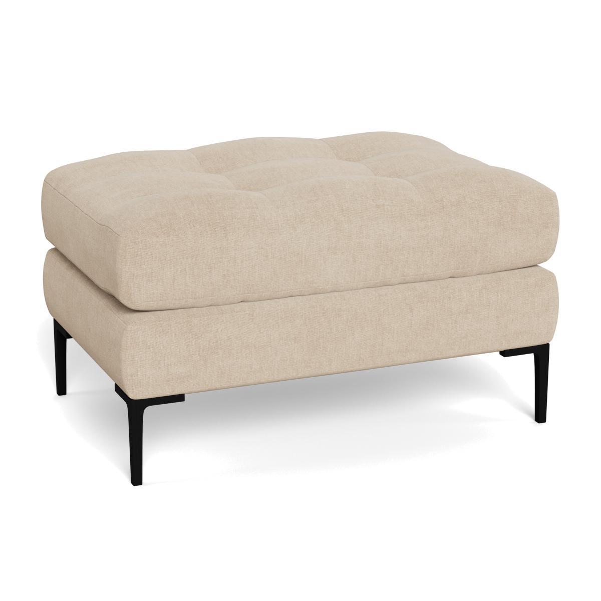 Heal's Eton Footstool Brushed Cotton Oat Brass Feet - Heal's UK Furniture – image 1