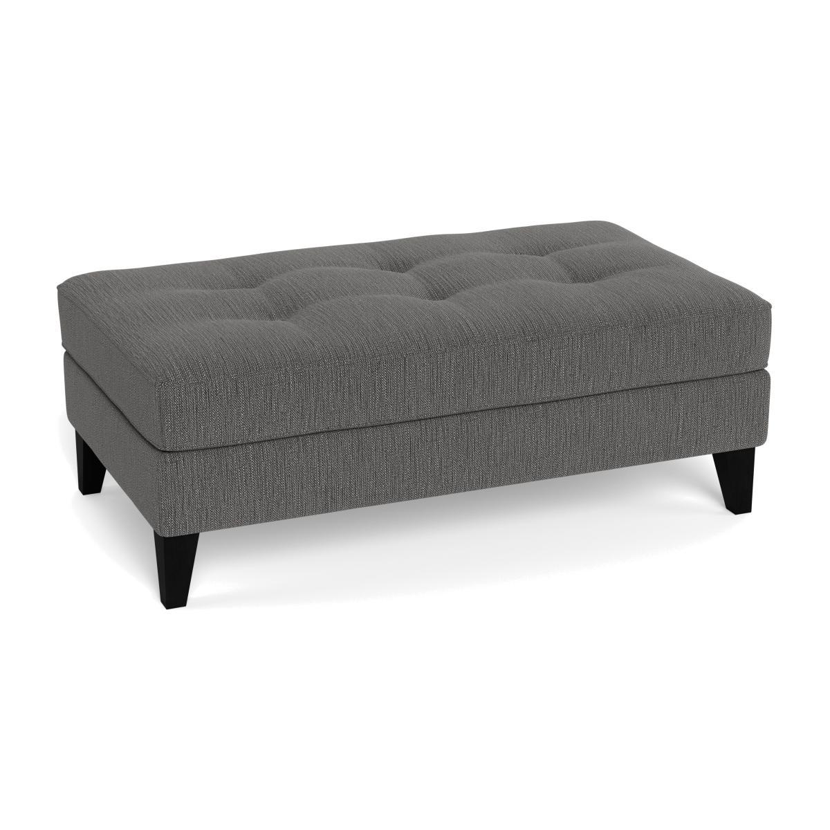 Heal's Mistral Footstool Smart Linen Mix Grey Black Feet - Heal's UK Furniture – image 1