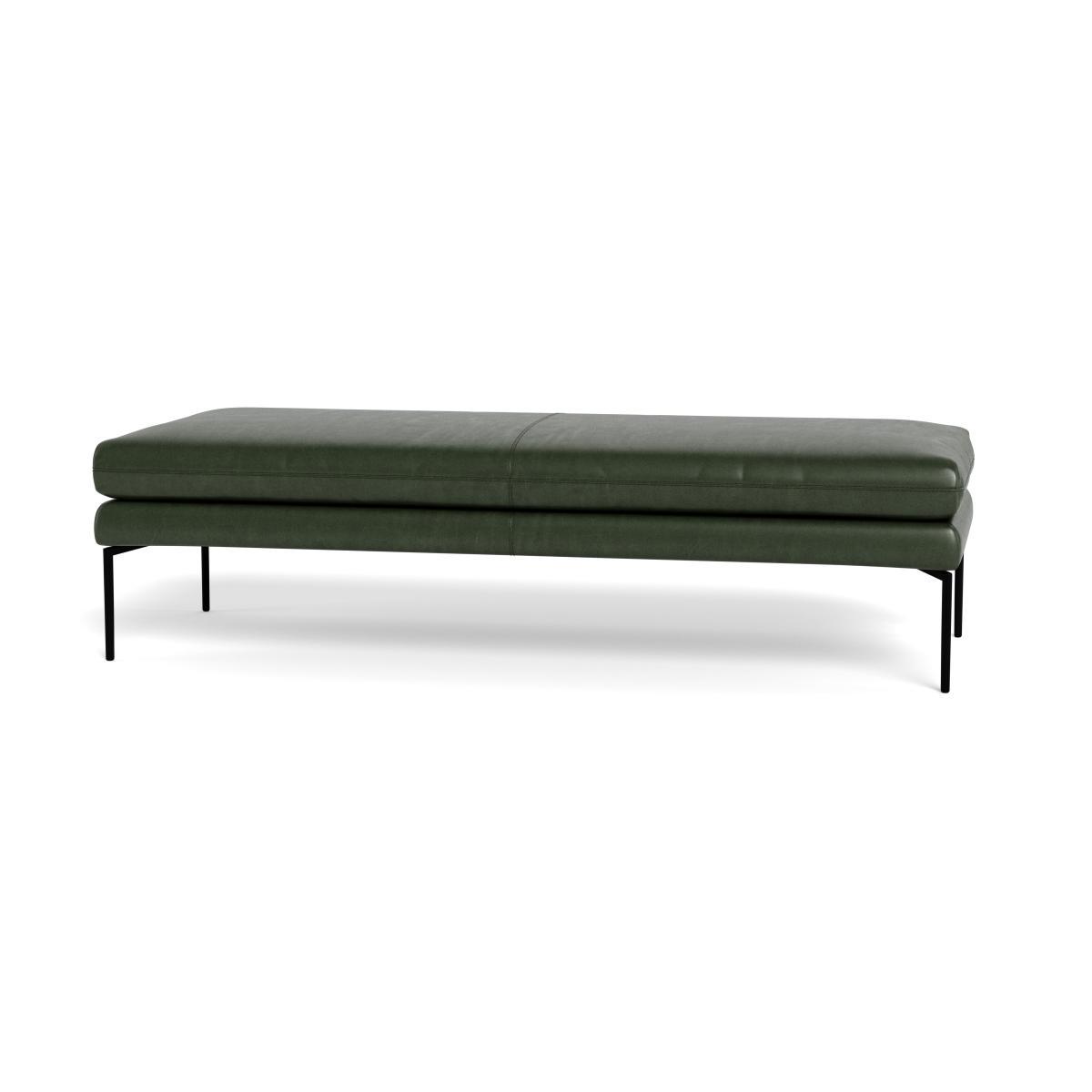 Heal's Matera Bench 180cm Leather Stonewash Vintage Green 278 Black Feet - Heal's UK Furniture – image 5