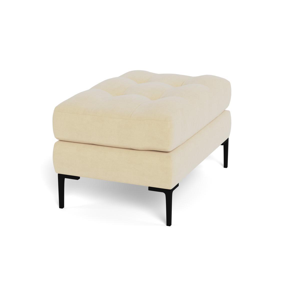 Heal's Eton Footstool Smart Luxe Velvet Biscuit Black Feet - Heal's UK Furniture – image 2