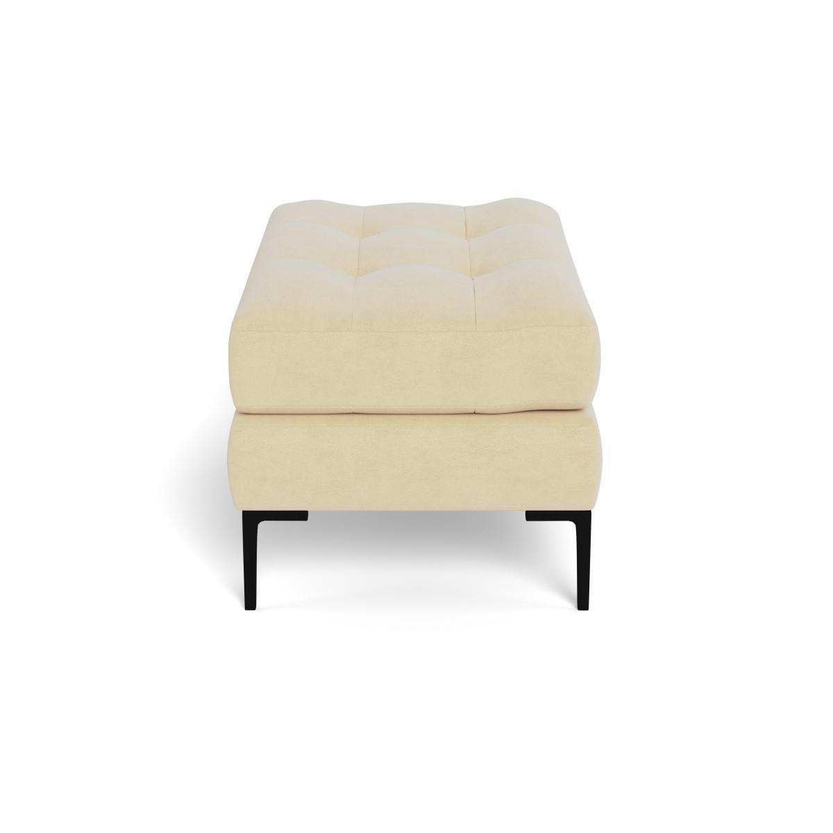 Heal's Eton Footstool Smart Luxe Velvet Biscuit Black Feet - Heal's UK Furniture – image 3