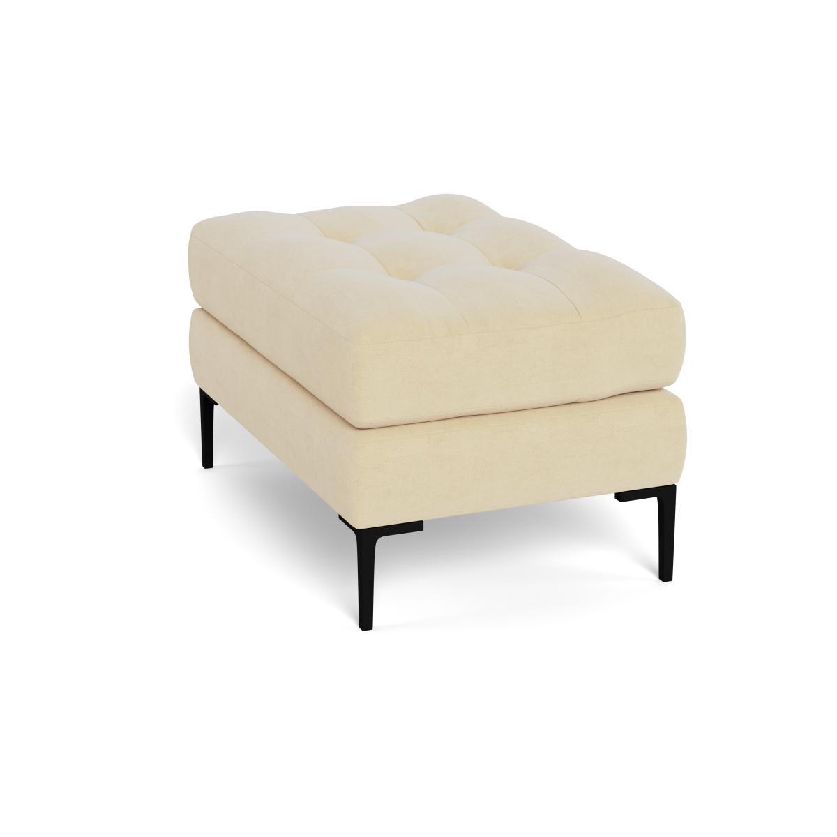 Heal's Eton Footstool Smart Luxe Velvet Biscuit Black Feet - Heal's UK Furniture – image 4