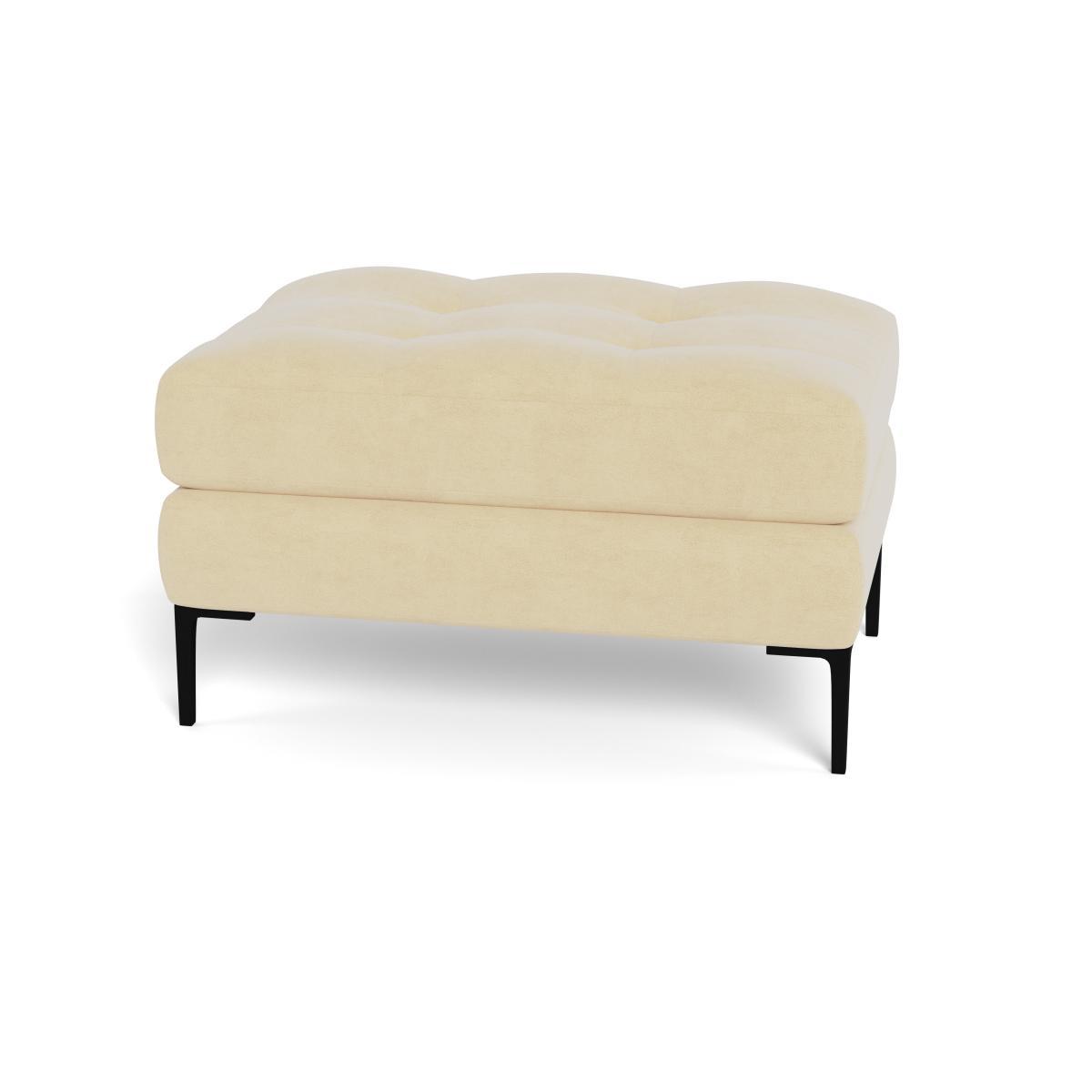 Heal's Eton Footstool Smart Luxe Velvet Biscuit Black Feet - Heal's UK Furniture – image 5
