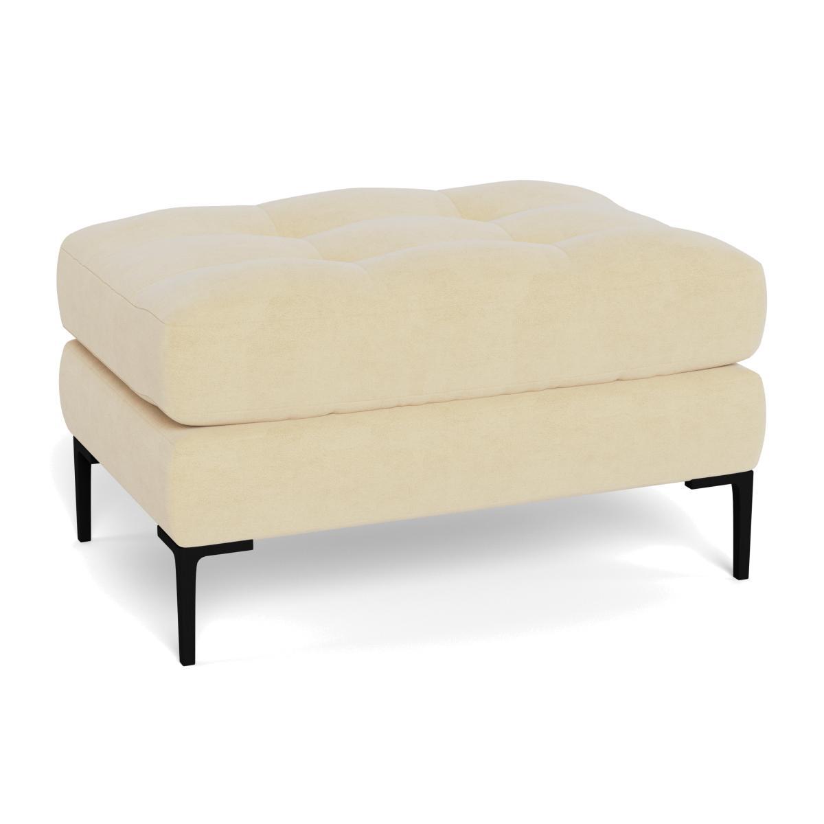 Heal's Eton Footstool Smart Luxe Velvet Biscuit Black Feet - Heal's UK Furniture – image 1