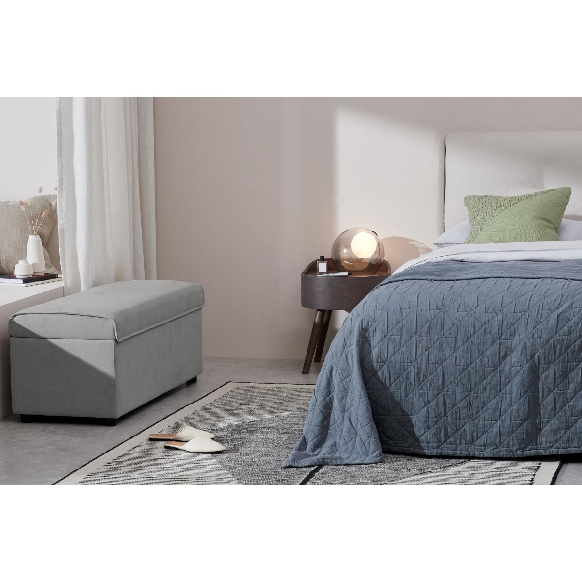 Bahra Ottoman Storage Bench, Washed Grey Cotton – image 4