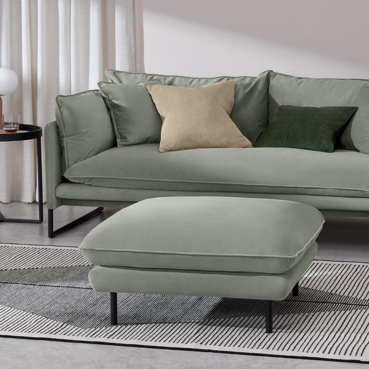 Analia Soft Filled Pillow Top Ottoman, Pale Sage Recycled Velvet – image 4