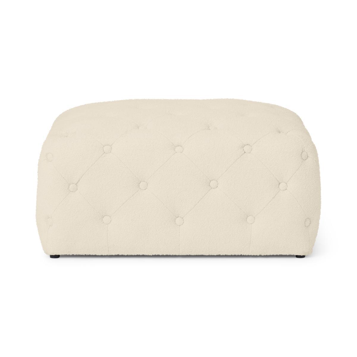 Hampton Square Pouffe, White Boucle – image 2