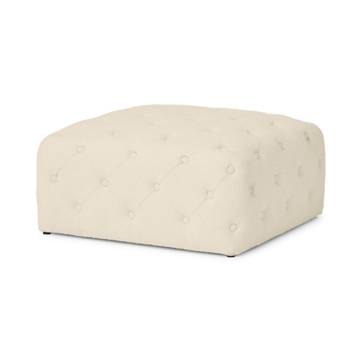 Hampton Square Pouffe, White Boucle – image 3