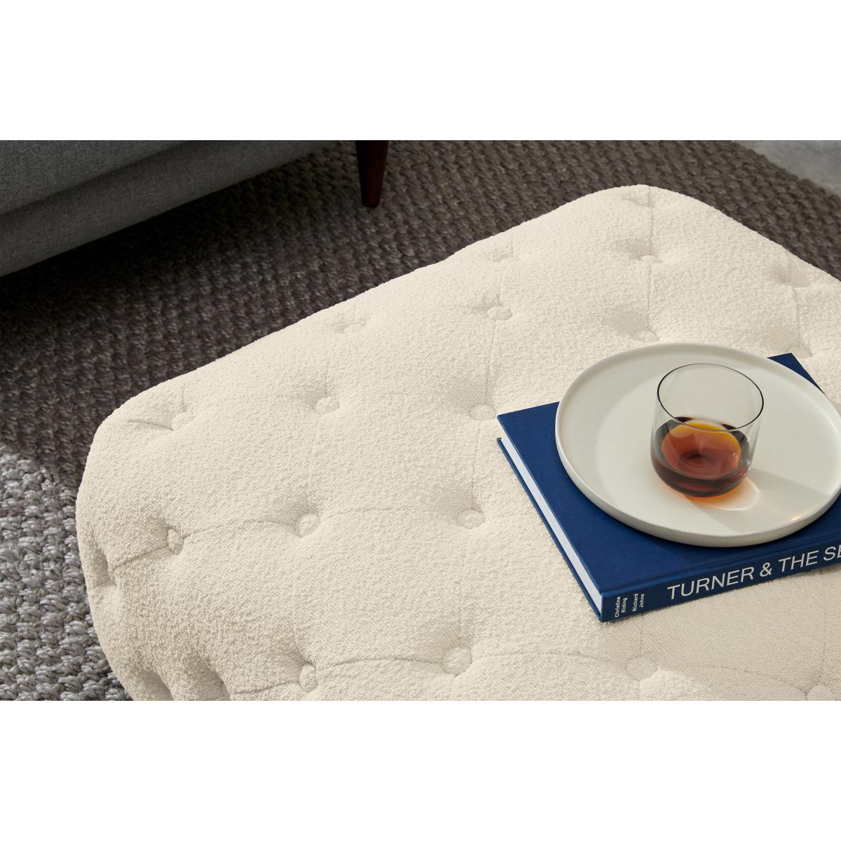 Hampton Square Pouffe, White Boucle – image 5