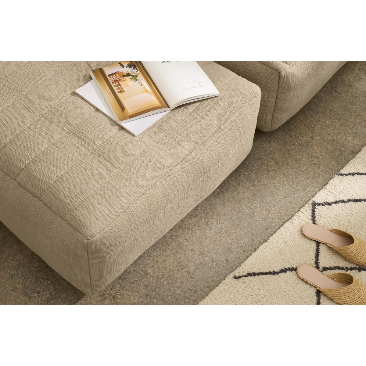 Gus Quilted Modular Floor Cushion, Oatmeal Cotton Slub – image 5