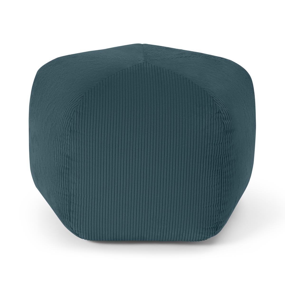 Pebble Pentagon Pouffe, Teal Corduroy Velvet – image 2